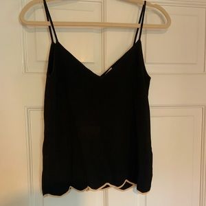 Zara knit tank size small black w/ pink scallop hem